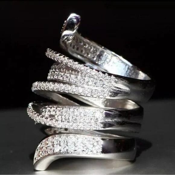 NEW 925 STERLING SILVER DIAMOND RING - Picture 4 of 5